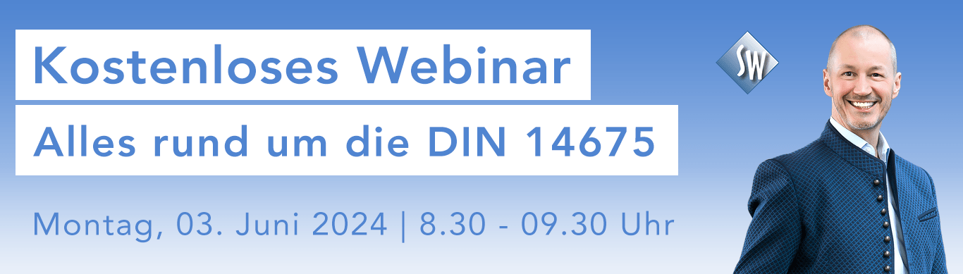 Unser kostenloses Webinar findet am Montag, 3. Juni 2024, ab 8:30 Uhr statt. Warum sollten Sie an unserem kostenlosen Webinar teilnehmen? Ganz einfach: Wir sind Marktführer im Bereich der DIN 14675 Zertifizierung und das schon seit über 25 Jahren. Herr Dipl.-Ing. Stephan Wenzel, der auch im Normausschuss Mitglied ist, führt durch diese einstündige Veranstaltung, teilt sein Fachwissen und praktische Tipps. Unsere Teilnehmer sind begeistert. Erfahren Sie in dieser einstündigen Veranstaltung, welcher Weg für Ihr Unternehmen der schnellste und einfachste zur Zertifizierung ist. Sie haben vielleicht Fragen rund um die DIN 14675 Zertifizierung? Dann ist das die Gelegenheit, bringen Sie Ihre Fragen einfach mit.