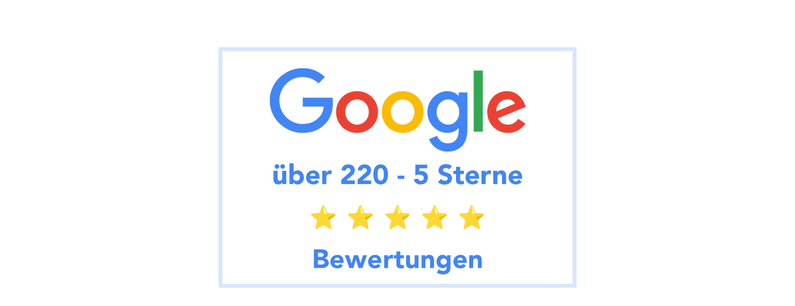 Unglaublich. Wir haben über 200 Fünf-Sterne-Bewertungen auf Google. Wir bedanken uns bei allen.